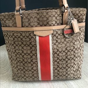 Coach signature canvas tote with leather handles